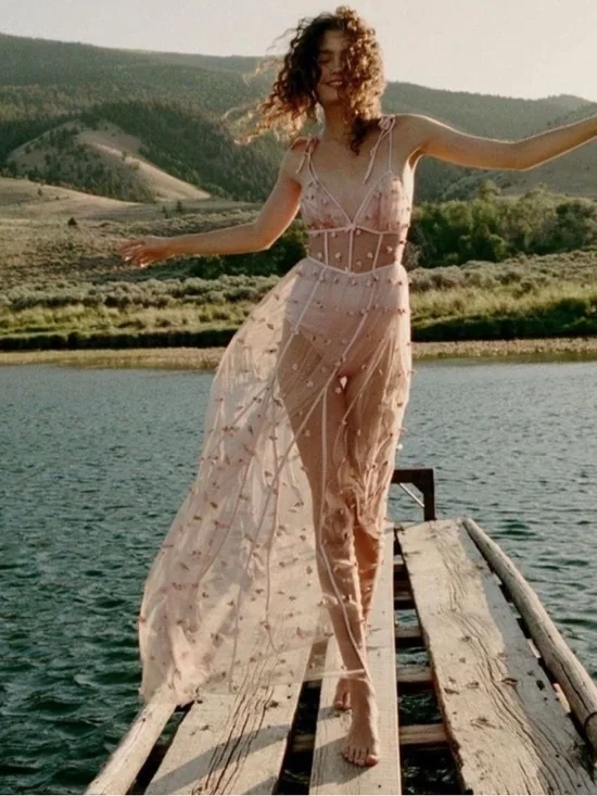 FOR LOVE AND LEMONS JASMINE ROSETTE MAXI DRESS SMALL - Picture 15 of 16